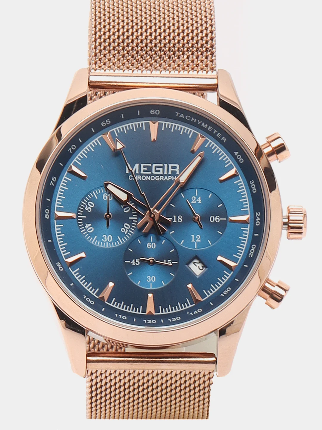 Индиго мужские наручные часы Megir MS2153G, с хронографом, в подарочной упаковке