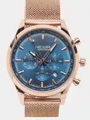 Индиго мужские наручные часы Megir MS2153G, с хронографом, в подарочной упаковке