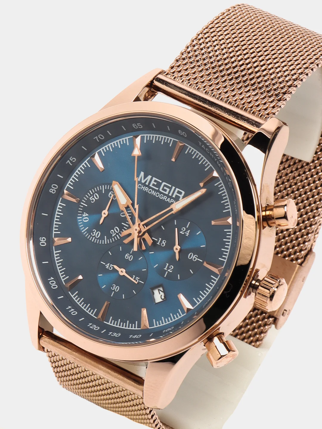 Индиго мужские наручные часы Megir MS2153G, с хронографом, в подарочной упаковке