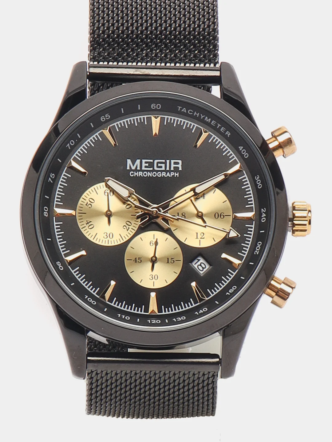 Золотой мужские наручные часы Megir MS2153G, с хронографом, в подарочной упаковке