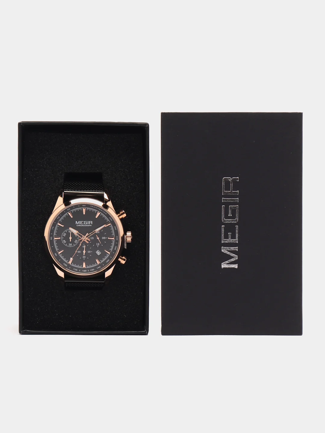 Бронзовый мужские наручные часы Megir MS2153G, с хронографом, в подарочной упаковке