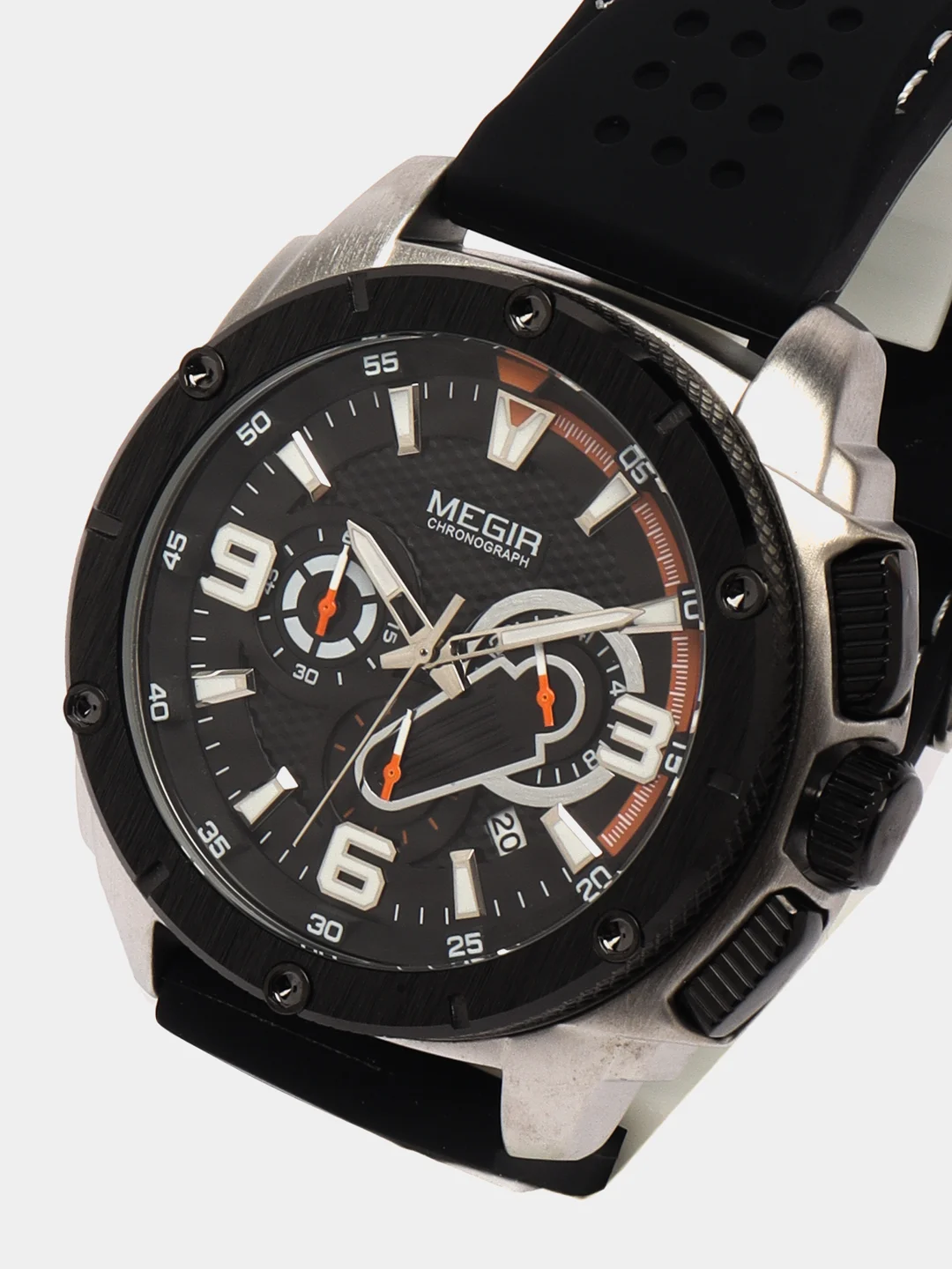 Серебряный мужские наручные часы Megir MN2147G, с хронографом, в подарочной упаковке