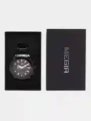 Черный мужские наручные часы Megir MS2065G, с хронографом, в подарочной упаковке
