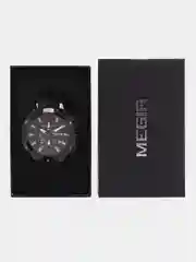 Черный мужские наручные часы Megir MN2161G, с хронографом, в подарочной упаковке