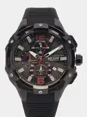 Черный мужские наручные часы Megir MN2161G, с хронографом, в подарочной упаковке