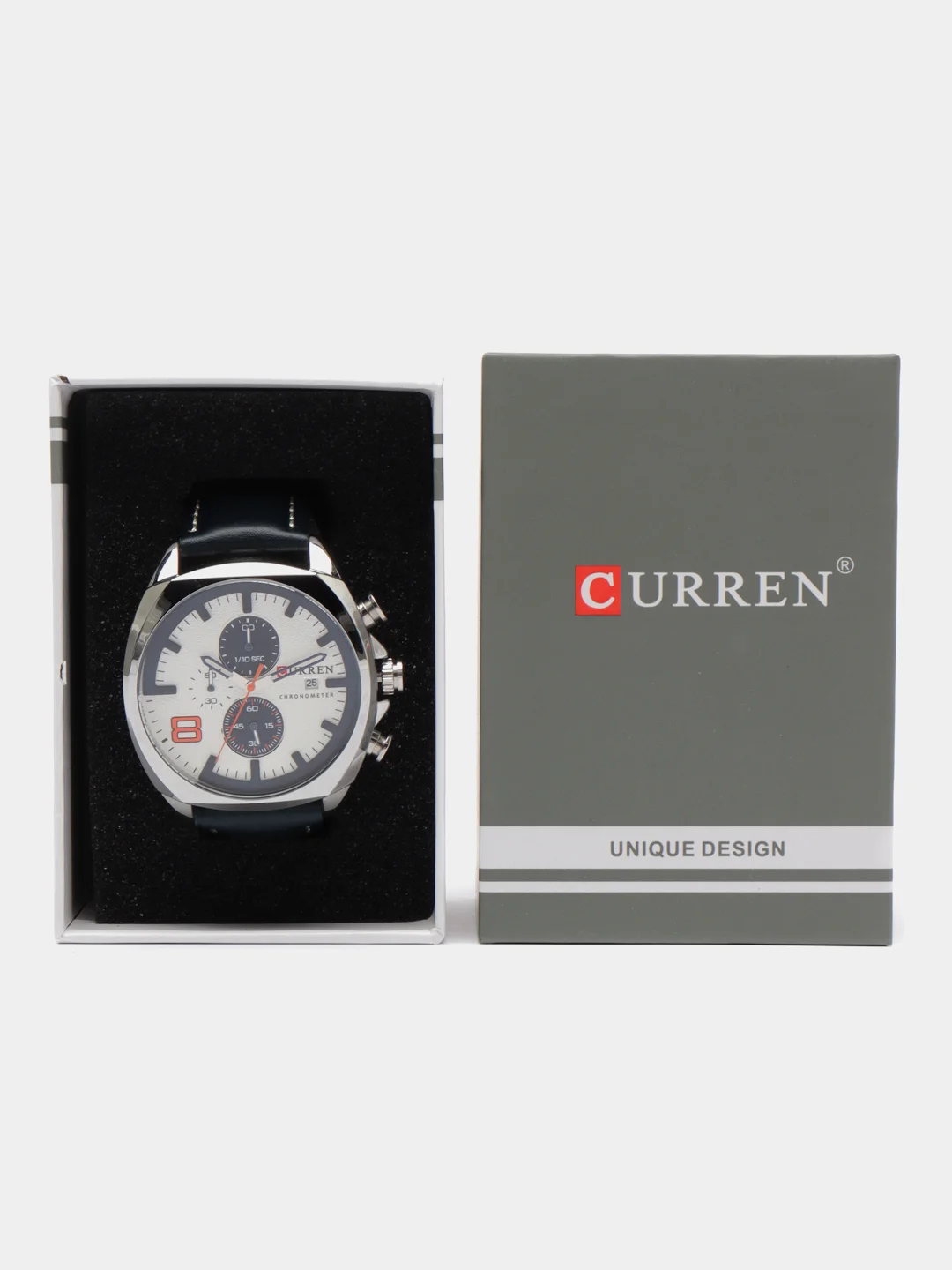 Зеленый мужские наручные часы Curren 8324 с хронографом в подарочной упаковке
