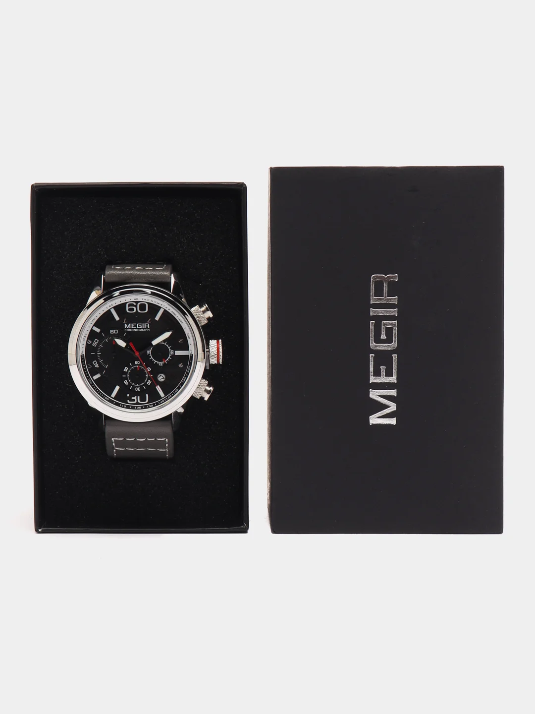 Серый мужские наручные часы Megir ML2110G с хронографом, в подарочной упаковке