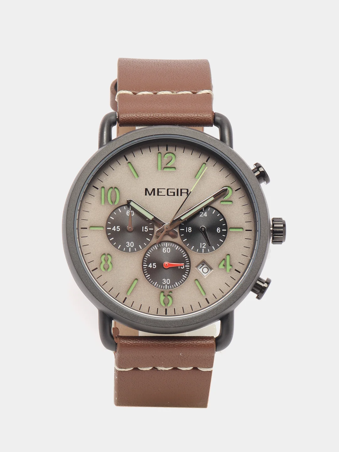 Серебряный мужские наручные часы Megir ML2158G, с хронографом, в подарочной упаковке