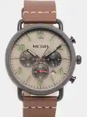 Серебряный мужские наручные часы Megir ML2158G, с хронографом, в подарочной упаковке