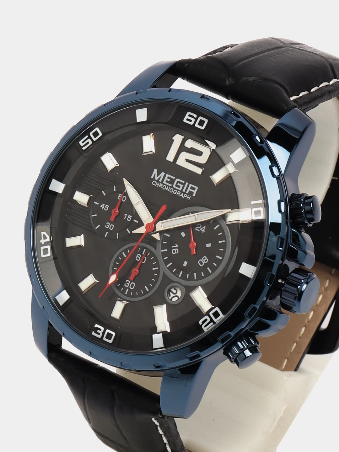 Синий мужские наручные часы Megir ML2068 с хронографом, в подарочной упаковке