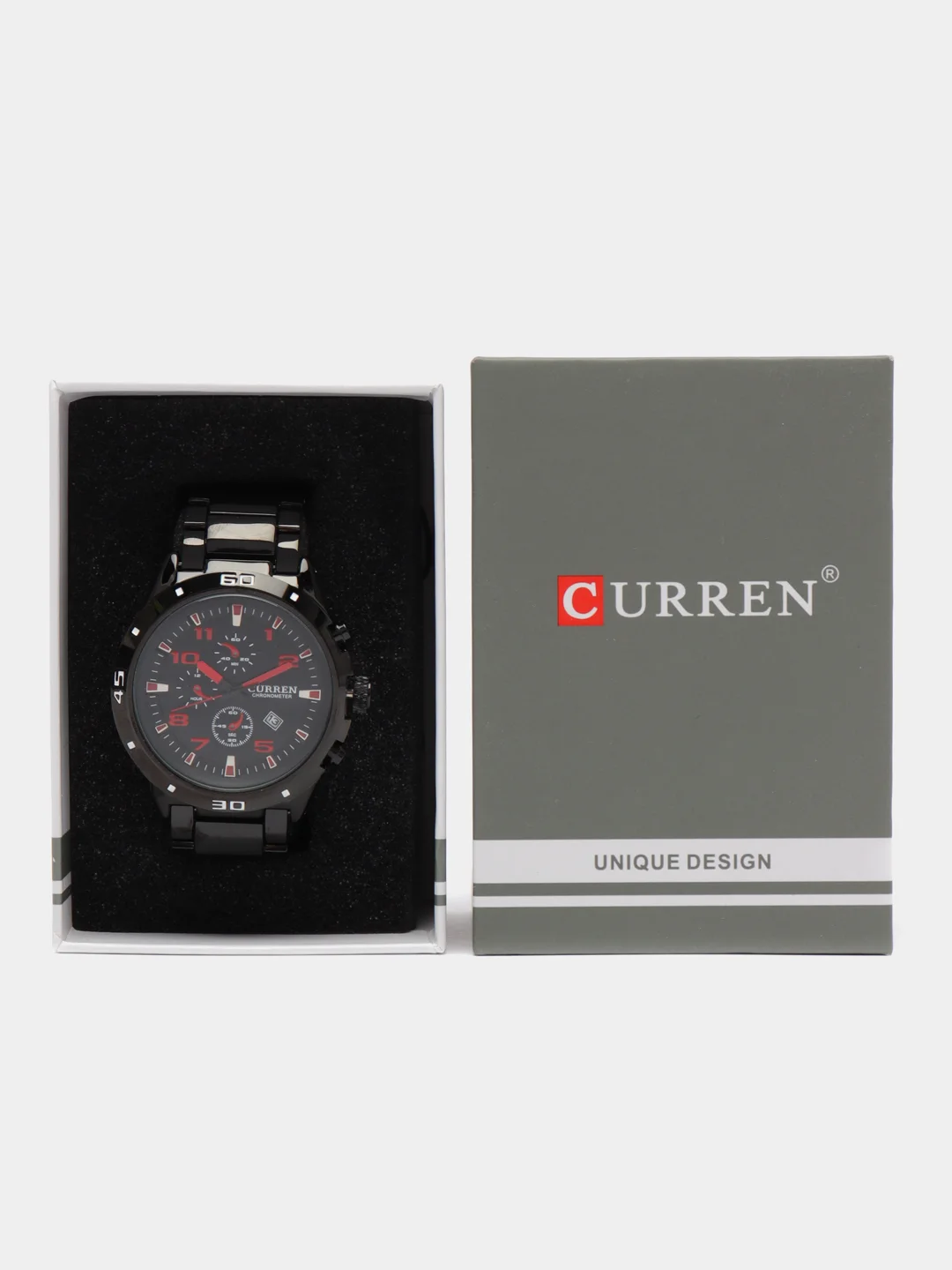 Черный мужские наручные часы Curren 8021 в подарочной упаковке