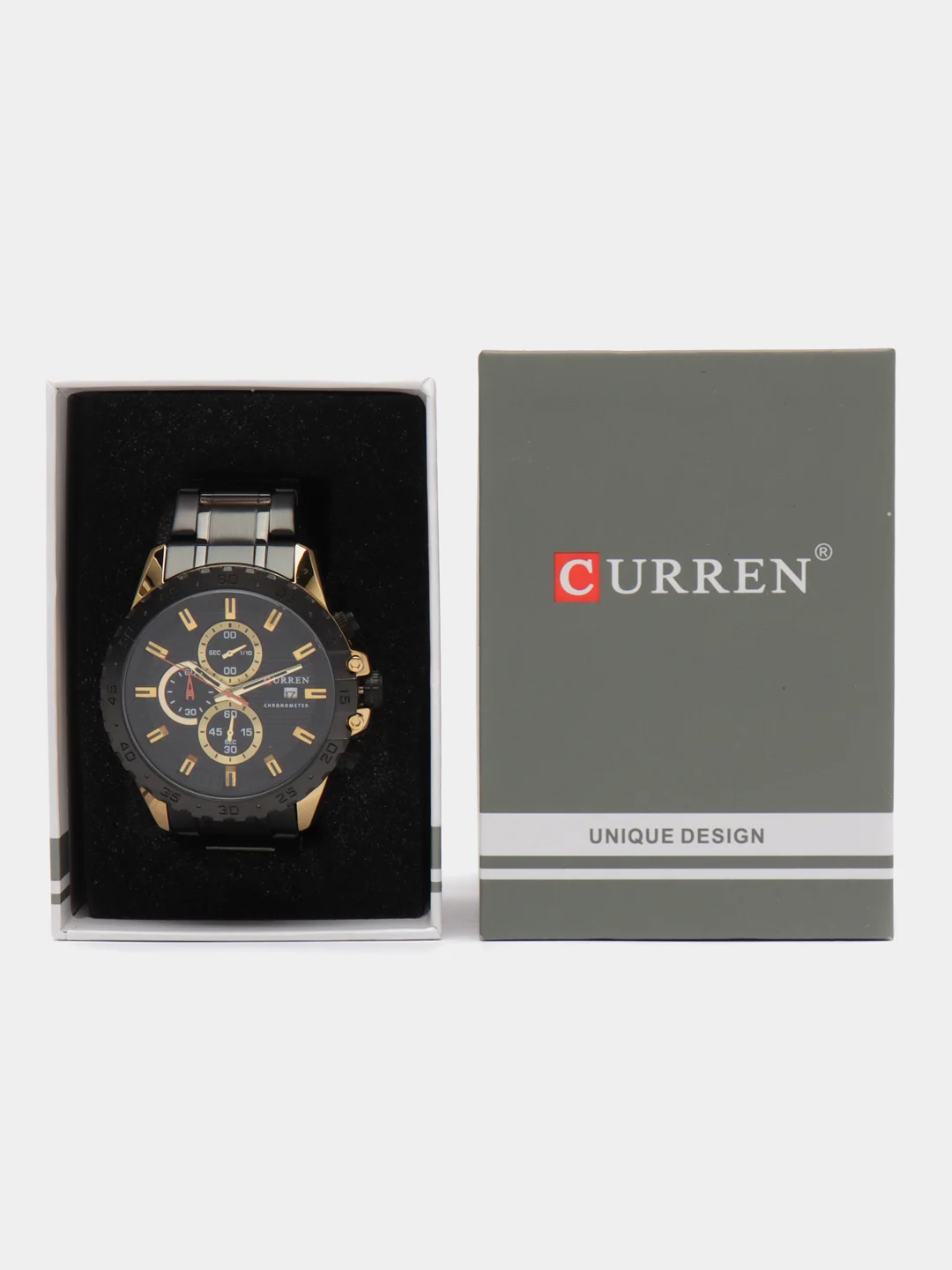 Угольный мужские наручные часы Curren 8334 с хронографом в подарочной упаковке