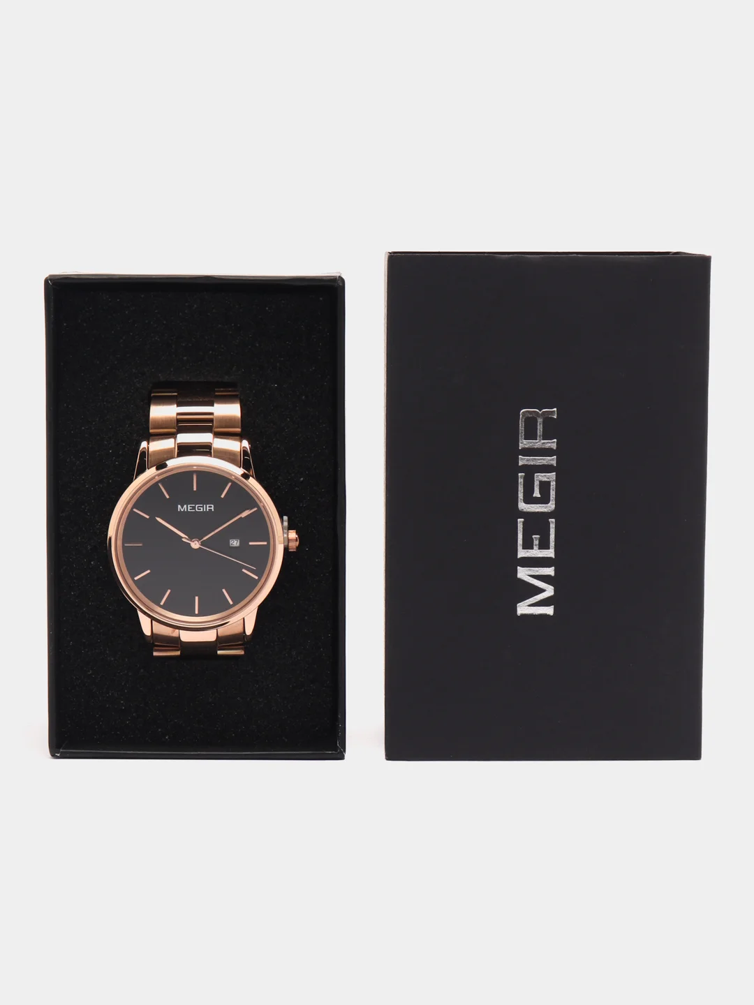 Золотой мужские наручные часы Megir MS2164G, с календарём, в подарочной упаковке