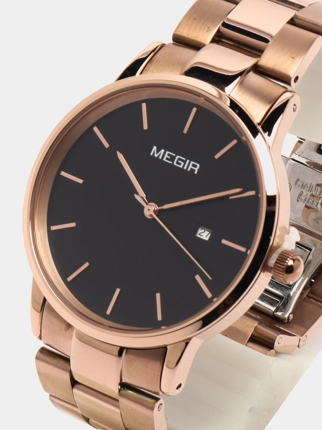 Золотой мужские наручные часы Megir MS2164G, с календарём, в подарочной упаковке