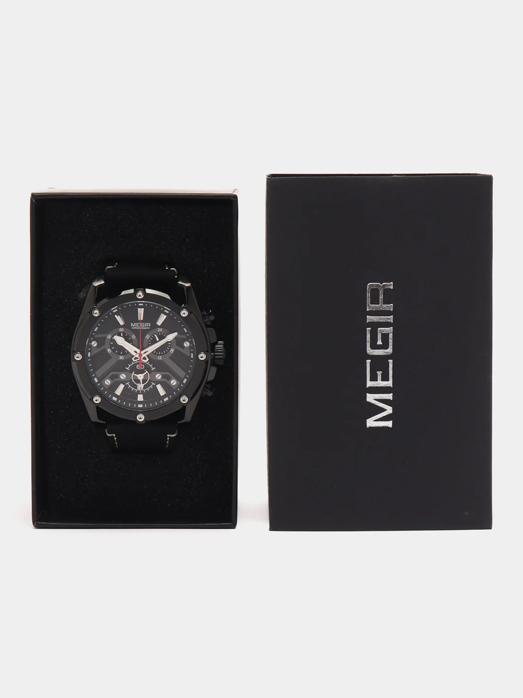 Черный мужские наручные часы Megir ML2120G с хронографом, в подарочной упаковке
