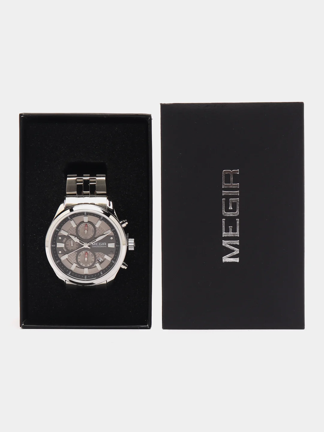 Серый мужские наручные часы Megir MS2154G, с хронографом, в подарочной упаковке