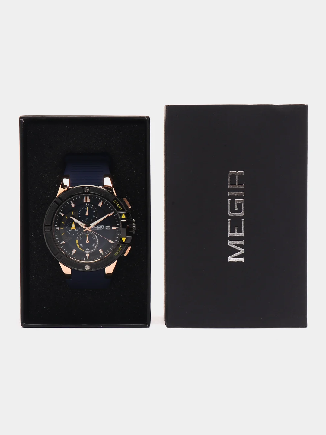 Синий мужские наручные часы Megir MN2095G, с хронографом, в подарочной упаковке
