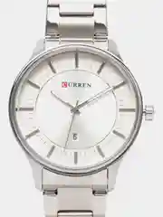Серебряный мужские наручные часы Curren 8347 с календарем в подарочной упаковке