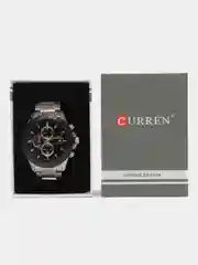 Серебряный мужские наручные часы Curren 8334 с хронографом в подарочной упаковке