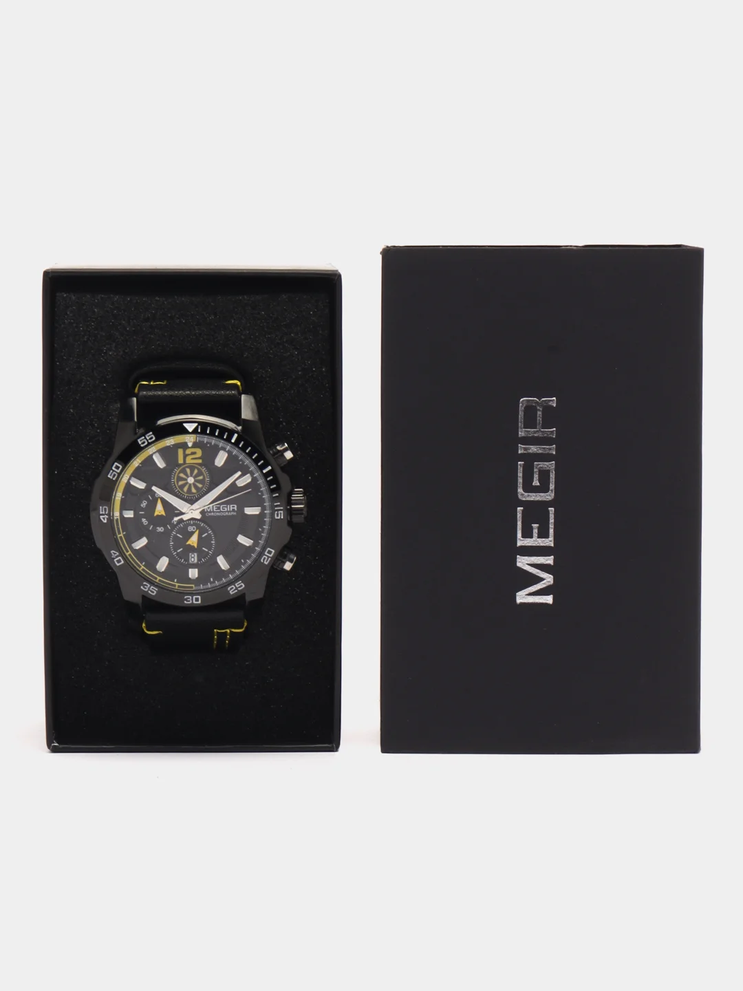 Желтый мужские наручные часы Megir ML2131G с хронографом, в подарочной упаковке