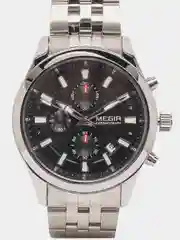 Серебряный мужские наручные часы Megir MS2154G, с хронографом, в подарочной упаковке