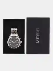Серебряный мужские наручные часы Megir MS2154G, с хронографом, в подарочной упаковке