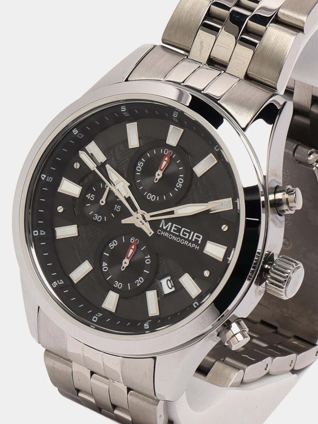Серебряный мужские наручные часы Megir MS2154G, с хронографом, в подарочной упаковке