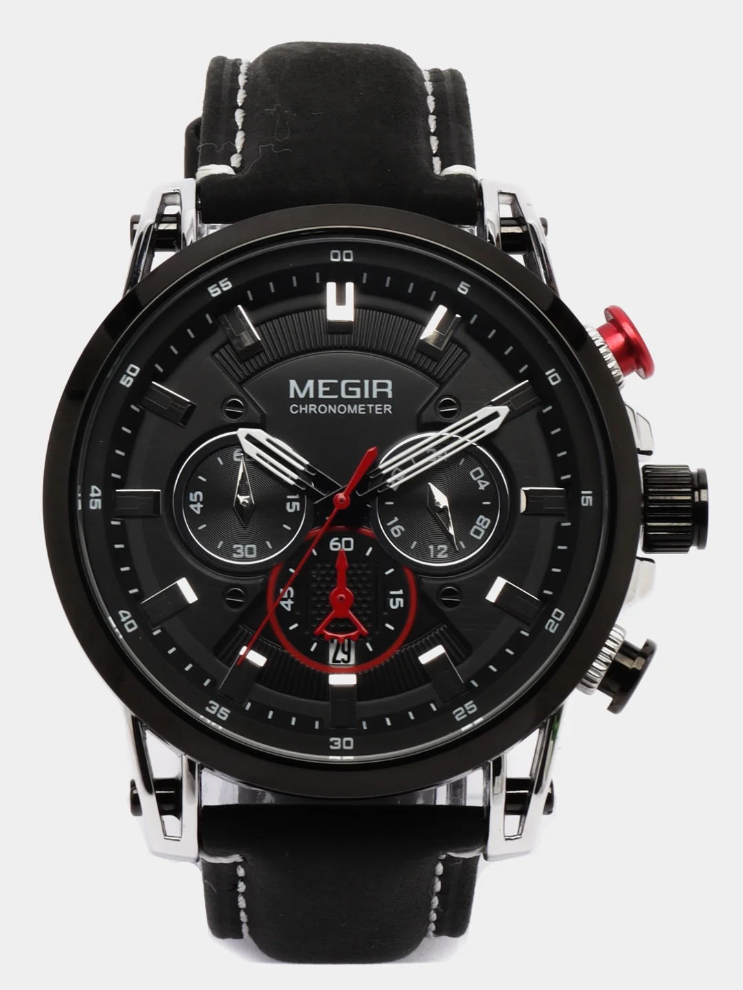 Черный мужские наручные часы Megir ML2085G, с хронографом, в подарочной упаковке