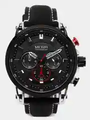 Черный мужские наручные часы Megir ML2085G, с хронографом, в подарочной упаковке