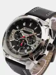 Серебряный мужские наручные часы, с хронографом, Megir ML2128G, в подарочной упаковке