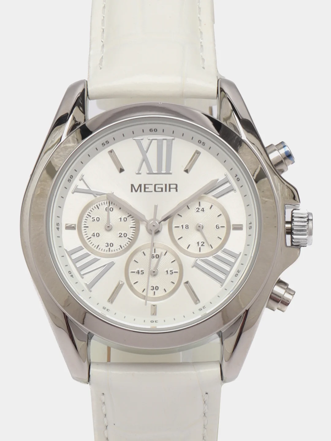 Белый женские наручные часы Megir ML2114L, с хронографом, в подарочной упаковке