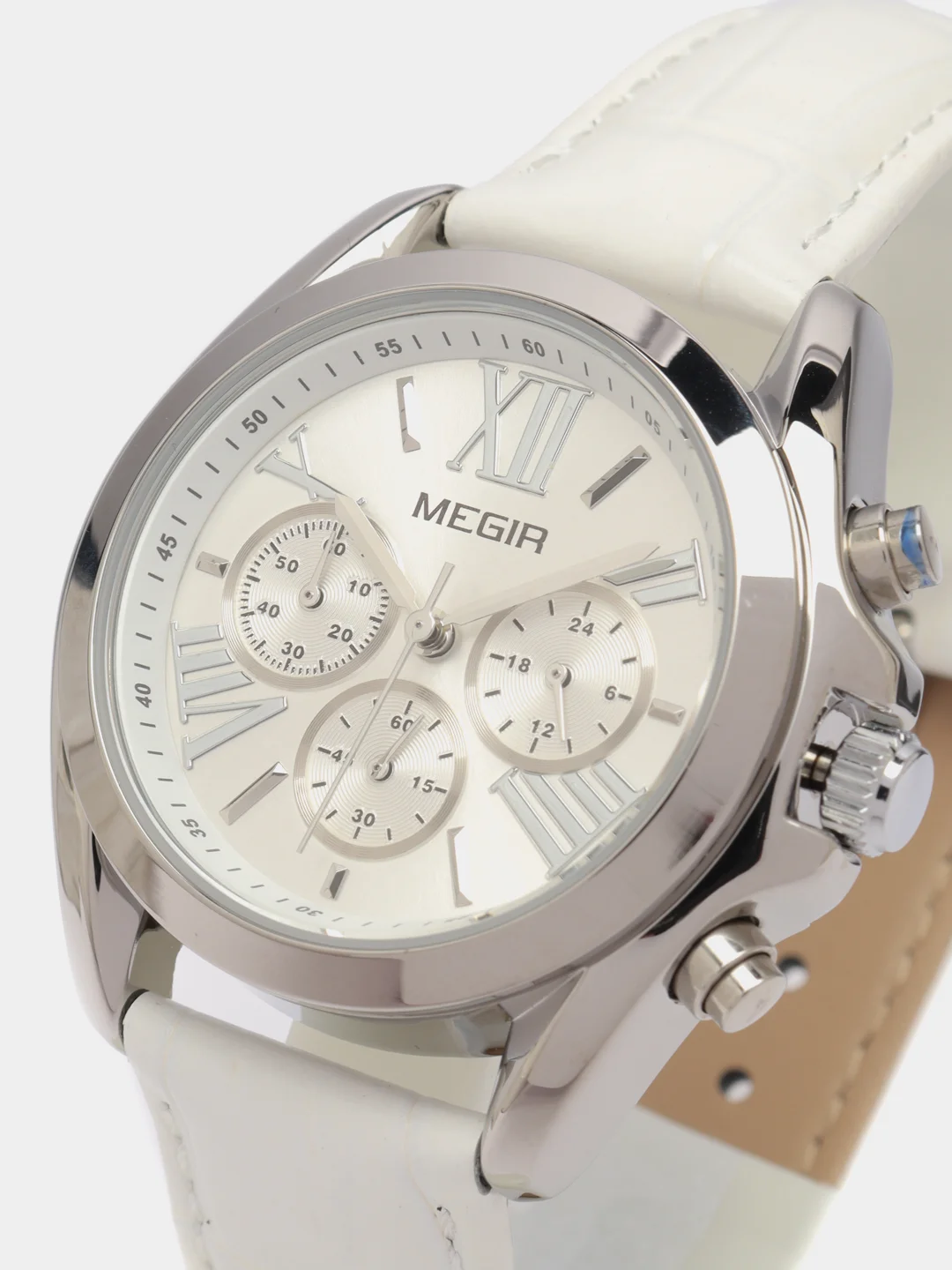 Белый женские наручные часы Megir ML2114L, с хронографом, в подарочной упаковке