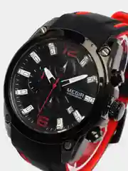 Черный мужские наручные часы Megir MN2063G с хронографом, в подарочной упаковке