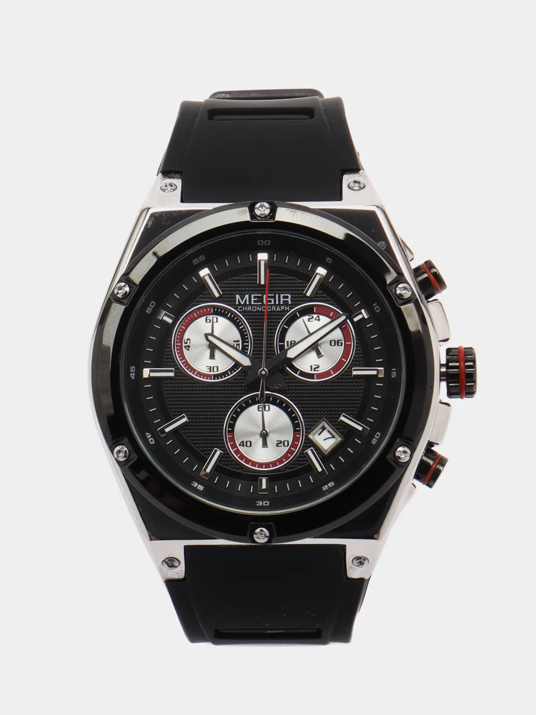 Серебряный мужские наручные часы Megir MN2073G, c хронографом, в подарочной упаковке