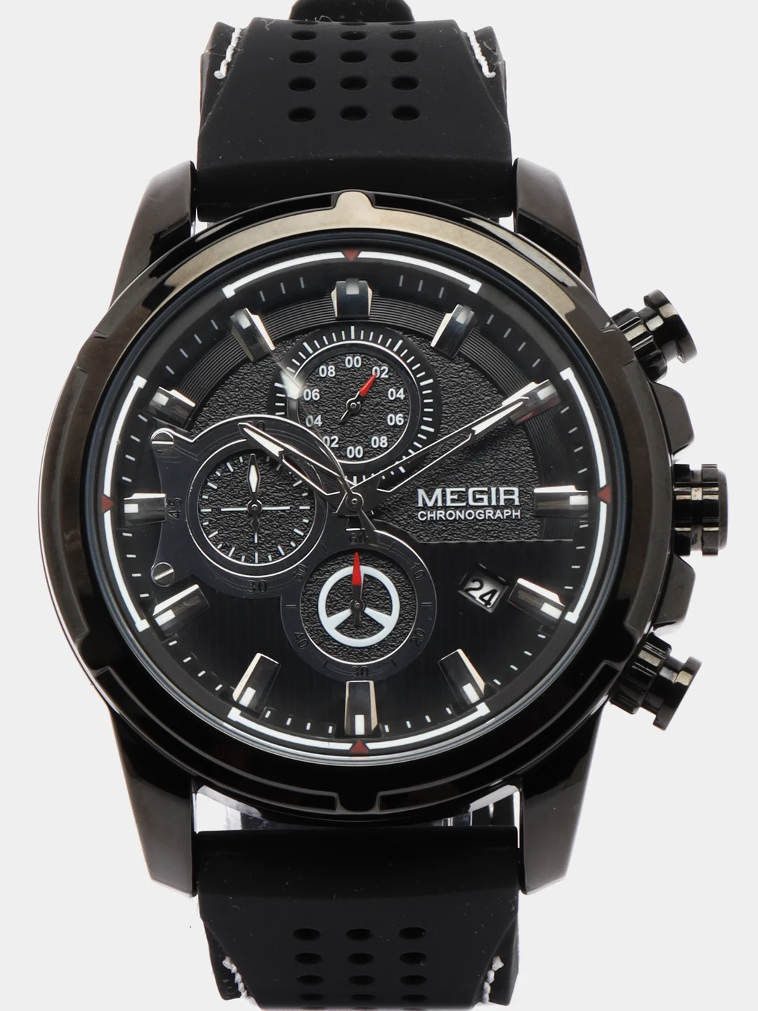 Черный мужские наручные часы Megir MN2101G, с хронографом, в подарочной упаковке