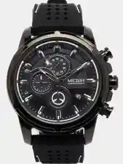 Черный мужские наручные часы Megir MN2101G, с хронографом, в подарочной упаковке