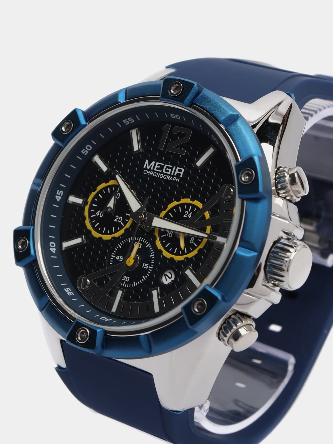 Синий мужские наручные часы Megir MN2083G с хронографом, в подарочной упаковке