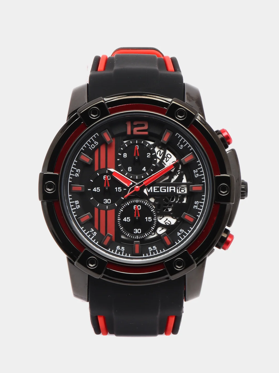 Красный мужские наручные часы Megir MN2097G, с хронографом, в подарочной упаковке