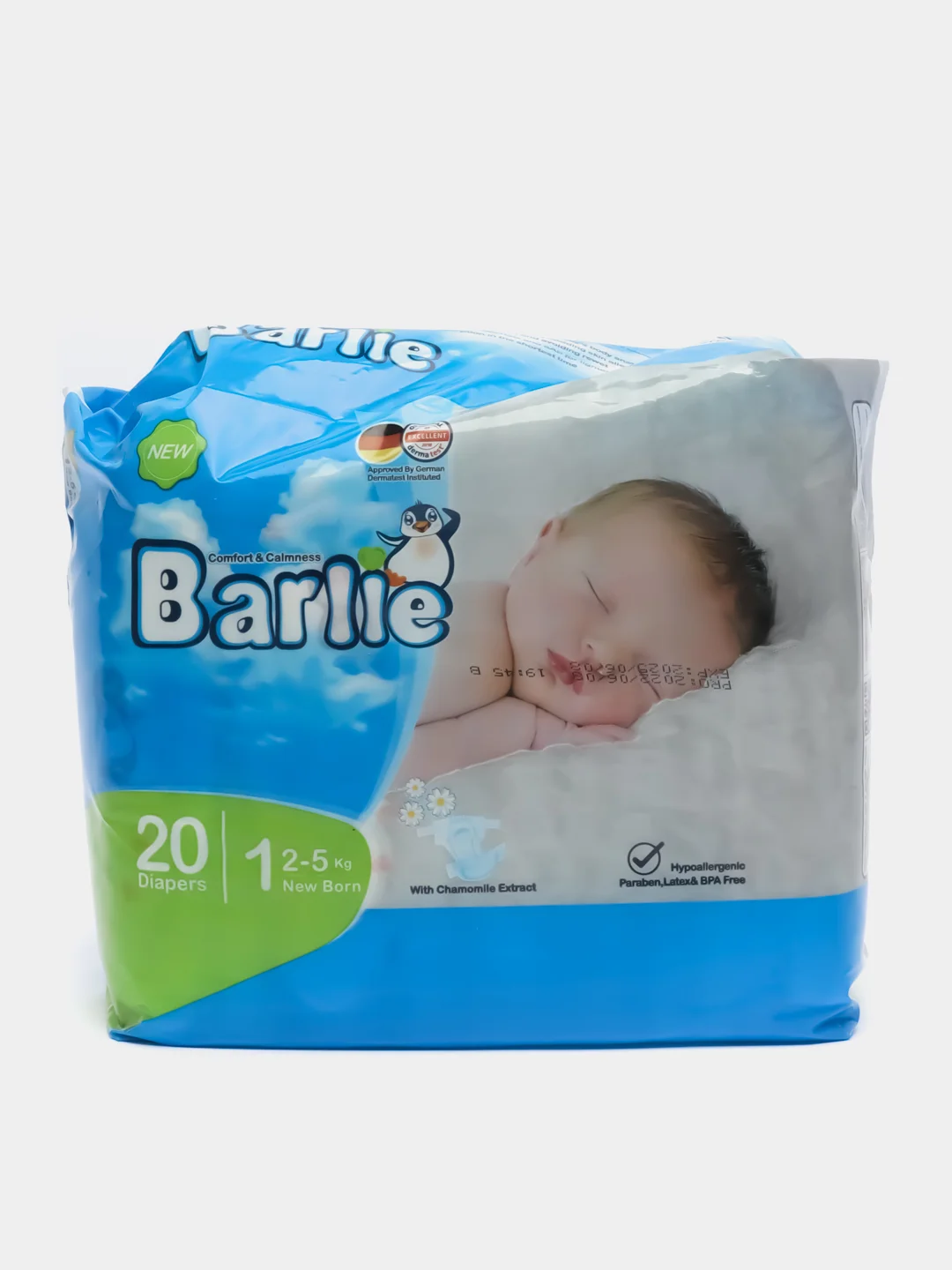 Подгузники детские Barlie №1 размер New born для новорожденных 2-5кг, 20шт. в упаковке