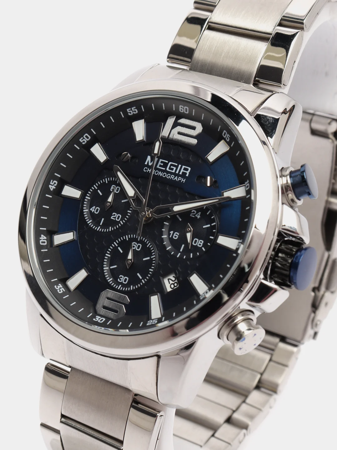 Синий мужские наручные часы Megir MS2156G, с хронографом, в подарочной упаковке
