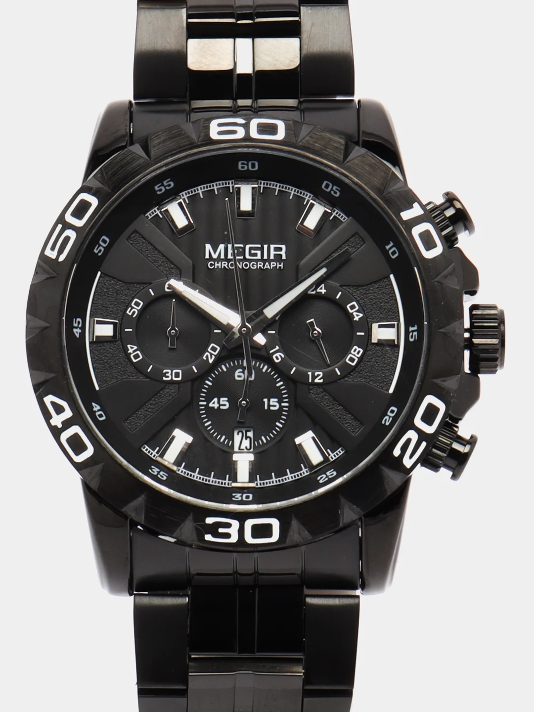 Черный мужские наручные часы Megir MS2087G, с хронографом, в подарочной упаковке