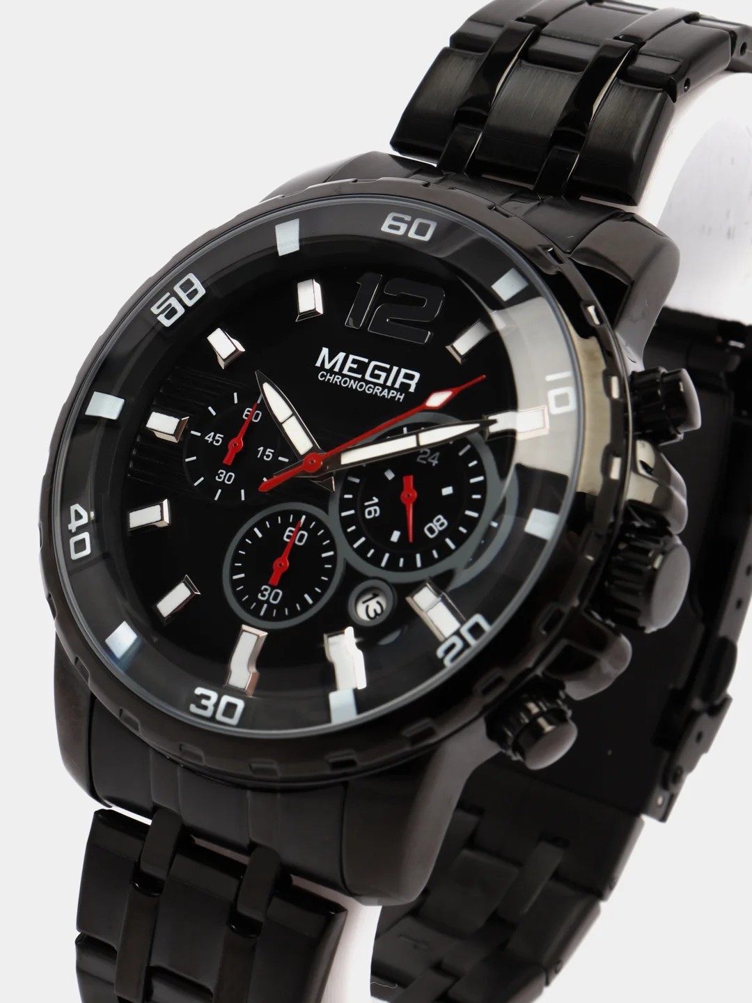 Черный мужские наручные часы Megir MS2068G, с хронографом, в подарочной упаковке