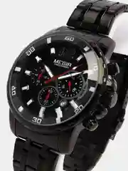 Черный мужские наручные часы Megir MS2068G, с хронографом, в подарочной упаковке