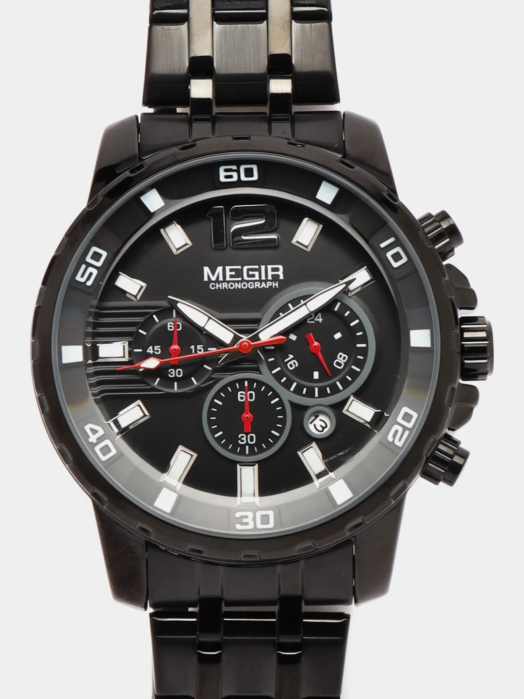 Черный мужские наручные часы Megir MS2068G, с хронографом, в подарочной упаковке