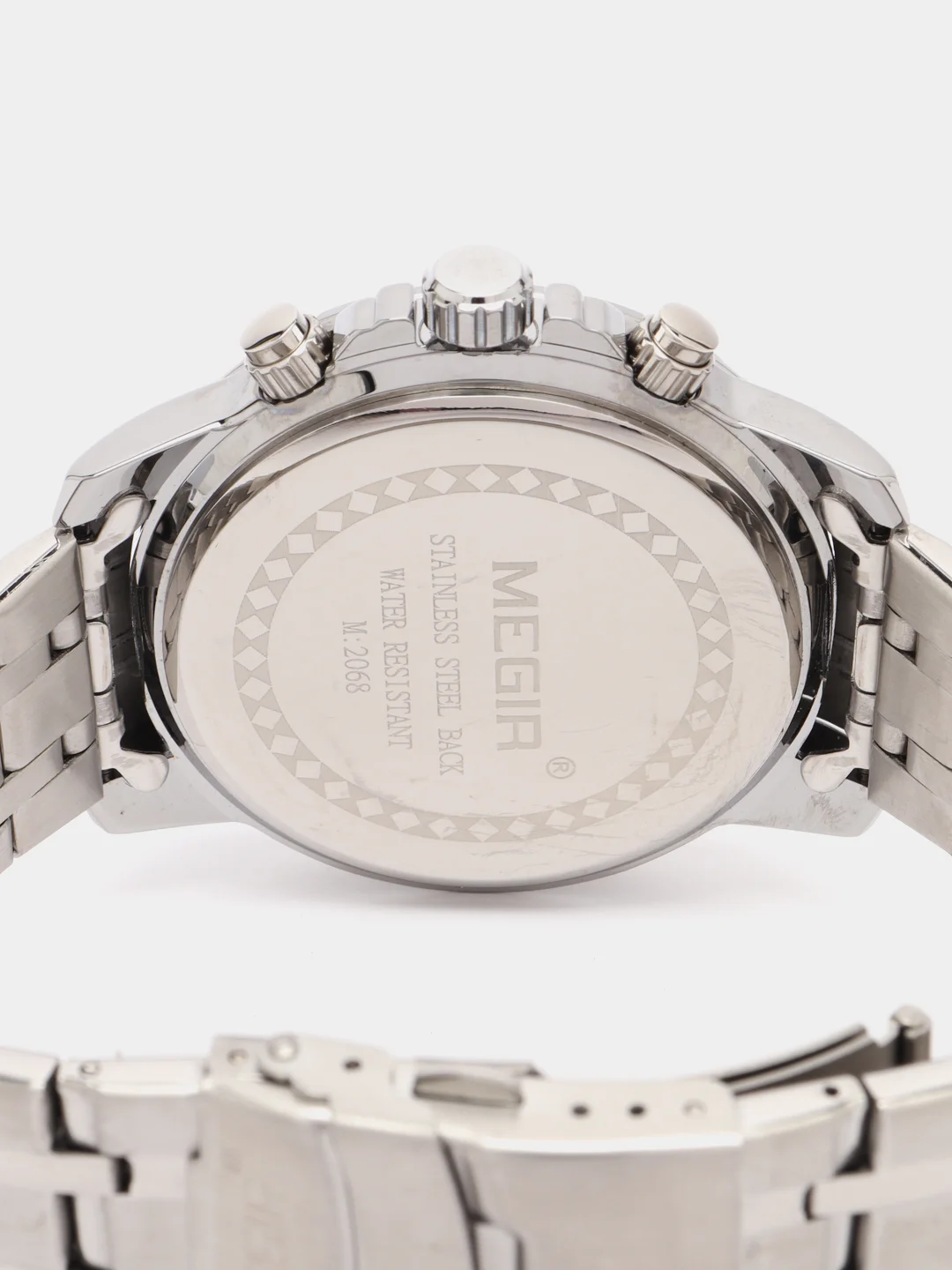 Серебряный мужские наручные часы Megir MS2068G, с хронографом, в подарочной упаковке