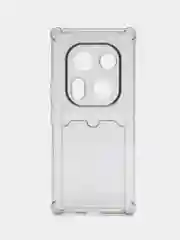 Хром силиконовый чехол для Tecno Phantom X2 (Техно Фантом Х2), прозрачный с карманом для карт