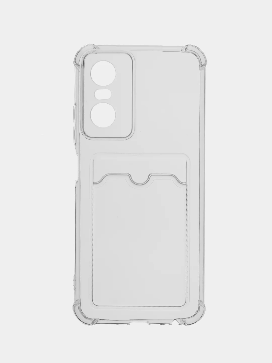 Прозрачный силиконовый чехол для Tecno POP 6 Pro (Техно Поп 6 Про), с карманом для карт, прозрачный