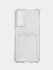 Прозрачный силиконовый чехол для Tecno POP 6 Pro (Техно Поп 6 Про), с карманом для карт, прозрачный