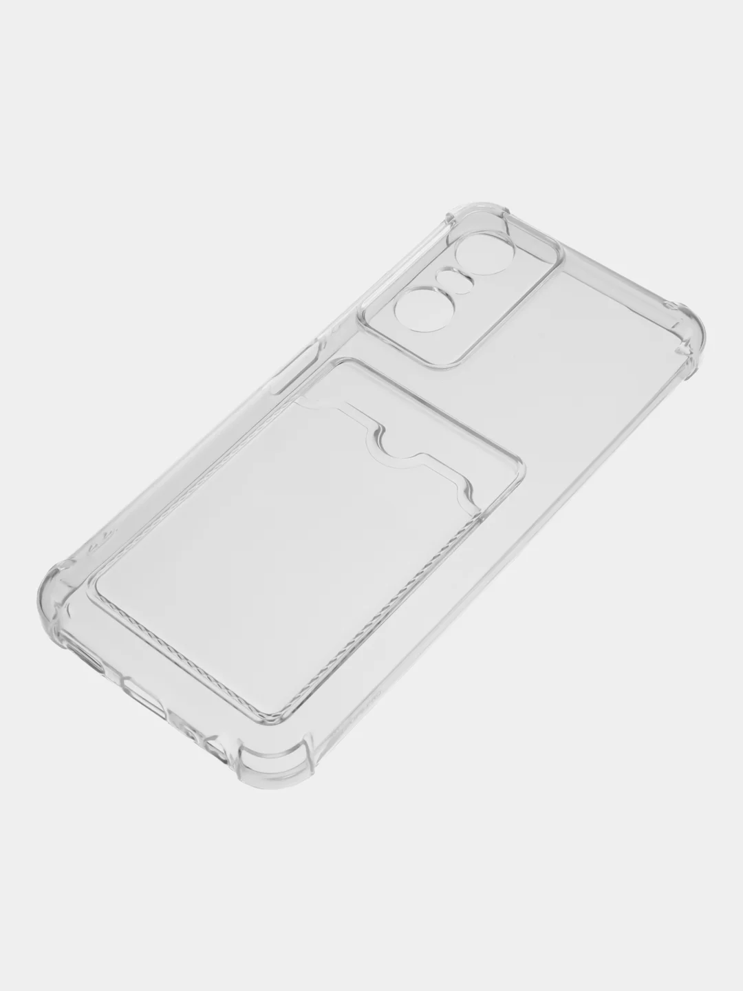 Прозрачный силиконовый чехол для Tecno POP 6 Pro (Техно Поп 6 Про), с карманом для карт, прозрачный