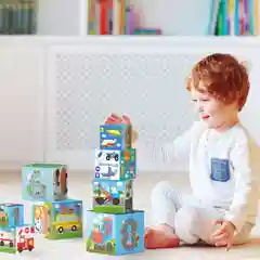 Кубики детские. Пирамидка из кубиков Транспорт, Лесные животные